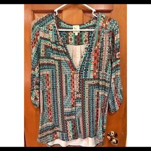 Anthropologie Meadow Rue Henley Blouse Top